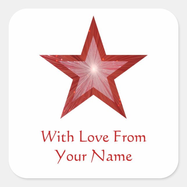 Red Star 'With Love From'' square sticker white (Front)