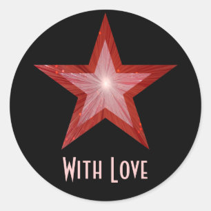 Red Star 'With Love'' round sticker black
