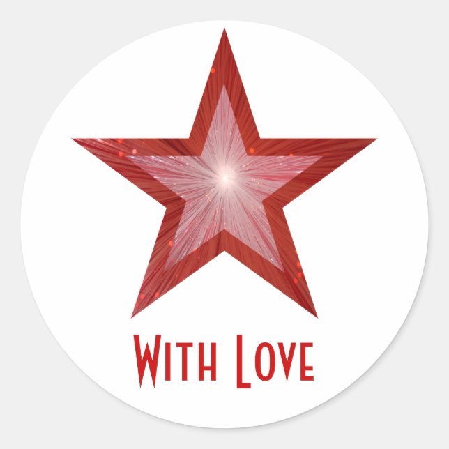 Red Star 'With Love'' round sticker white (Front)