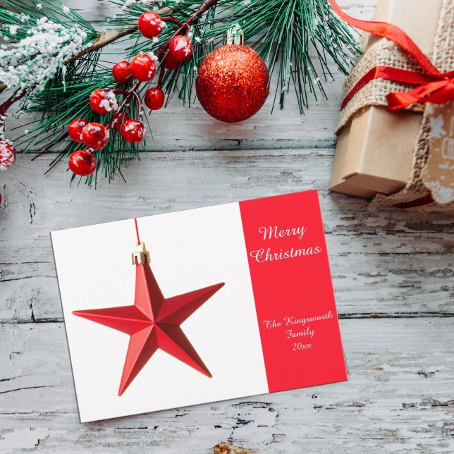 Red star with Merry Christmas flat card (Creator Uploaded)