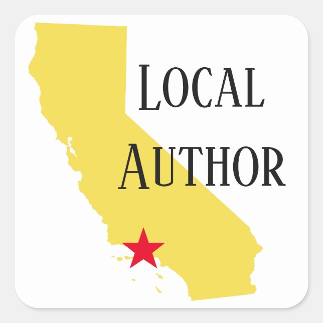 Red Star Yellow California Local Author Square Sticker (Front)