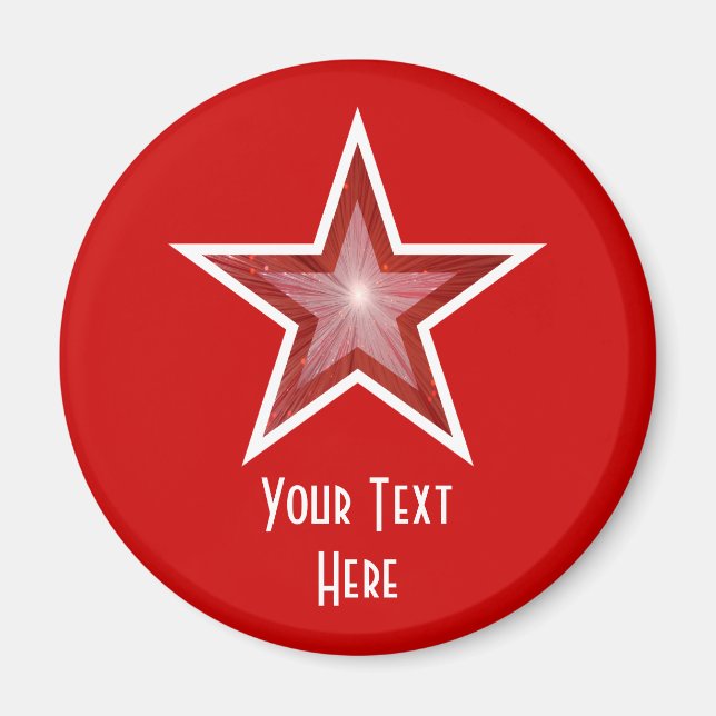 Red Star 'Your Text' fridge magnet red (Front)