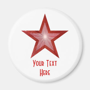 Red Star 'Your Text' fridge magnet white