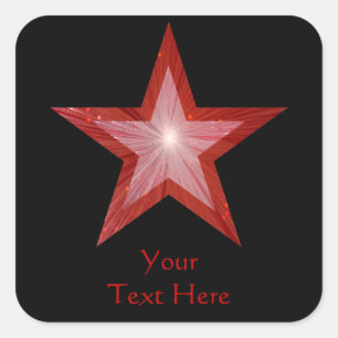 Red Star 'Your Text' square sticker black