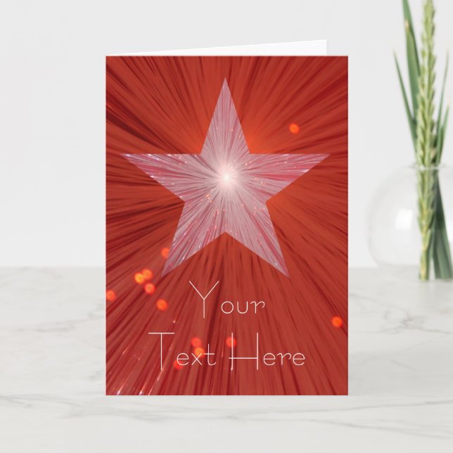 Red Star 'Your Text' vertical greetings card (Front)