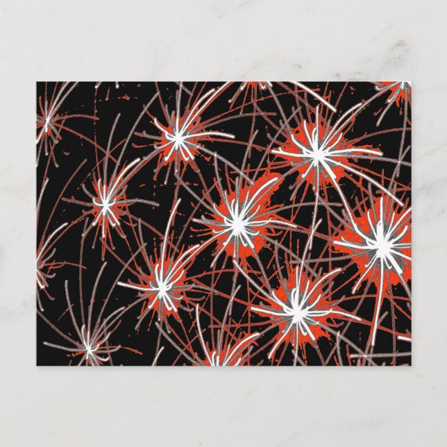 Red Starburst Grid – Modern Art Postcard (Front)