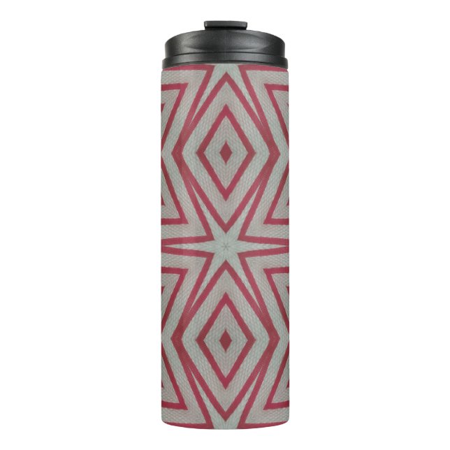 Red Starburst Pattern Thermal Tumbler (Front)