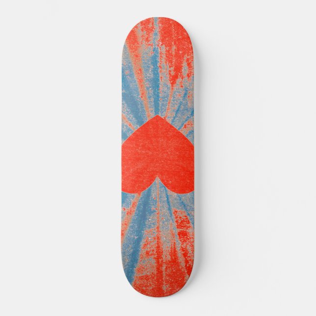 Red starburst valentine heart skateboard (Front)
