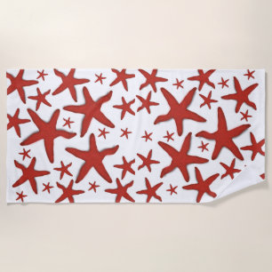 Red Starfish Beach Towel