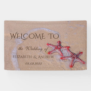 Red Starfish Beach Wedding Banner
