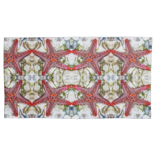Red starfish large pattern pillowcase