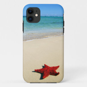Red Starfish On White Sand Beach iPhone 11 Case