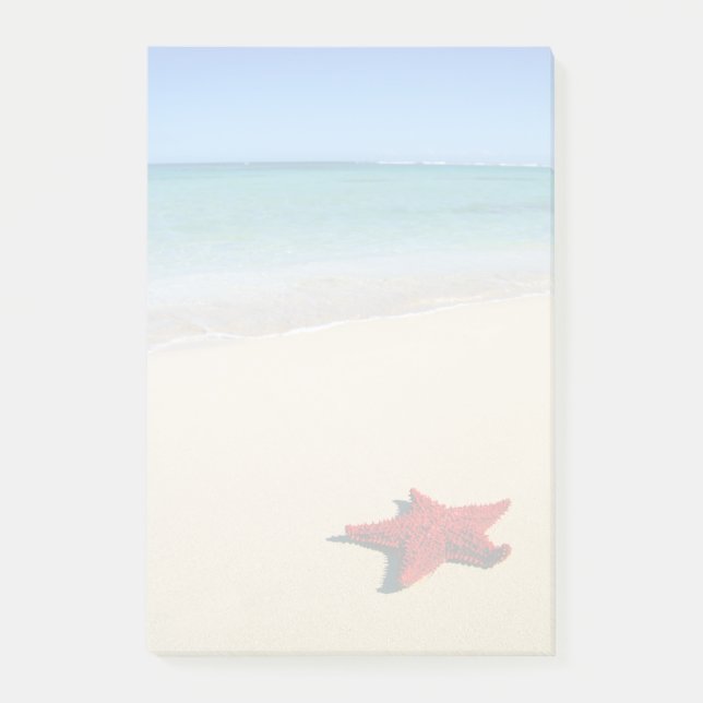 Red Starfish On White Sand Beach Post-it Notes (Front)