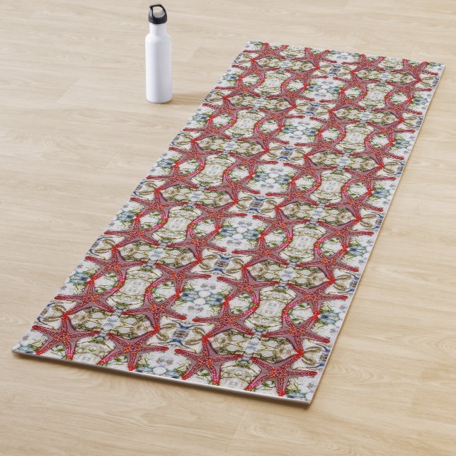 Red starfish pattern yoga mat (In Situ)