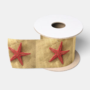 red starfish ribbon satin ribbon