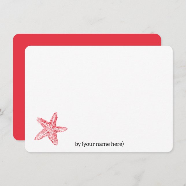 Red starfish sea coastal ocean all occasion blank card (Front/Back)