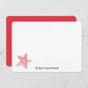 Red starfish sea coastal ocean all occasion blank card