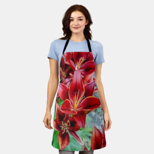 Red Stargazer Lily Apron