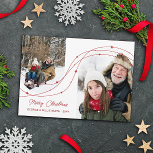 Red Starry Strings Arch Photos Merry Christmas Holiday Card