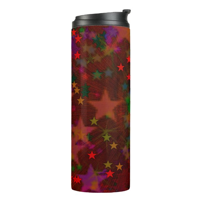 Red Stars 120421 - Abstract Bokeh Thermal Tumbler (Rotated Left)