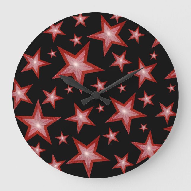 Red Stars clock round black (Front)