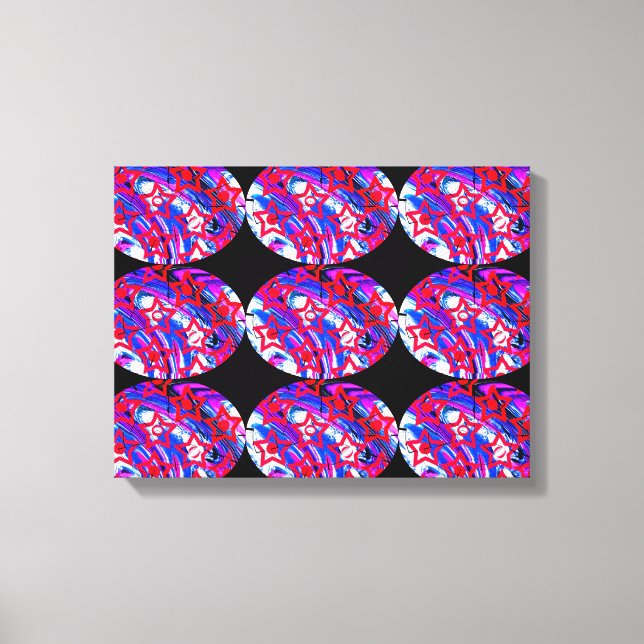 Red stars in galaxies art canvas print (Front)