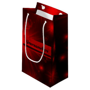 red stars in red and black personalised small gift bag