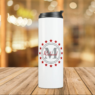 Red Stars Monogram Thermal Tumbler