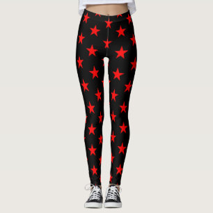 Red Stars on Black Leggings