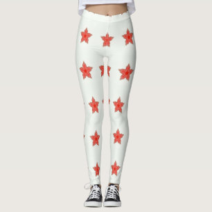 red stars on white leggings