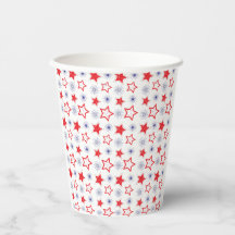 Red Stars Paper Cups