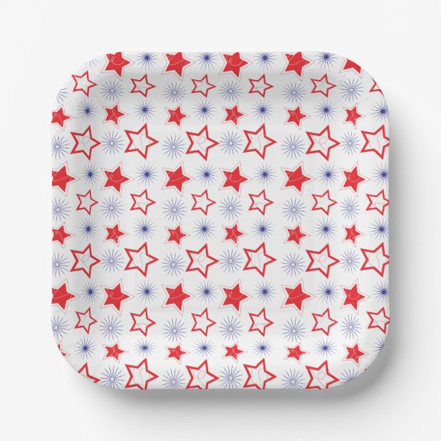 Red Stars Paper Plate (Front)