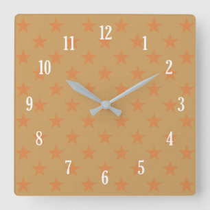 Red stars pattern square wall clock