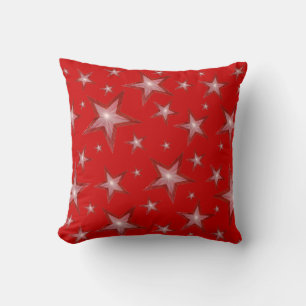 Red Stars printed throw pillow square red