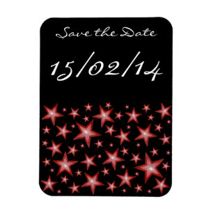 Red Stars 'Save the Date' flexible magnet black