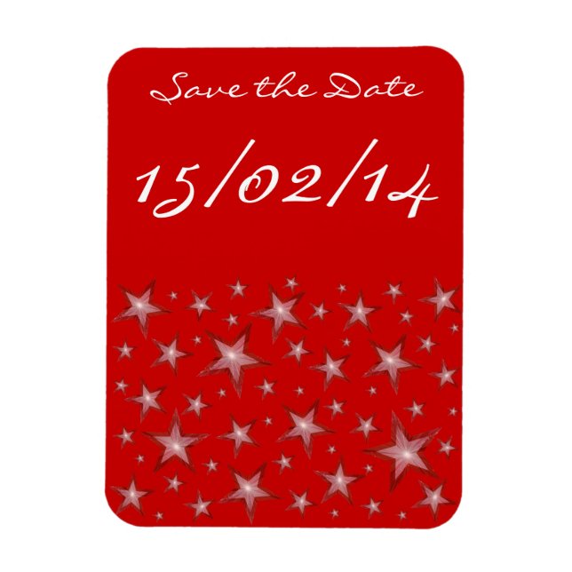 Red Stars 'Save the Date' flexible magnet red (Vertical)