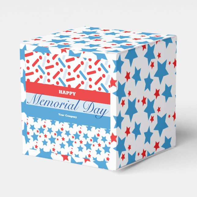 Red Stars Sprinkles Memorial Day Event Party Favour Box (Front Side)