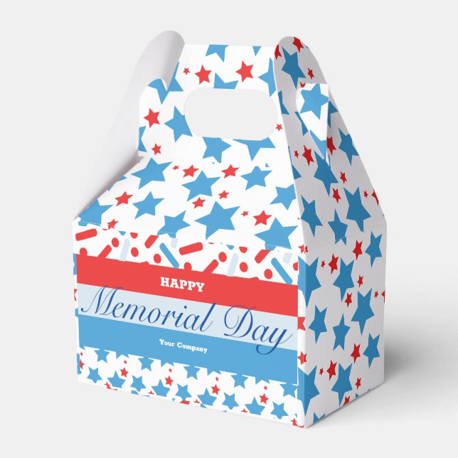 Red Stars Sprinkles Memorial Day Event Party Favour Box (Front Side)