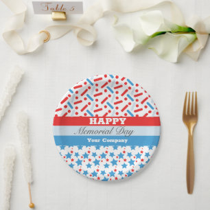 Red Stars Sprinkles Memorial Day Event Party Paper Plate
