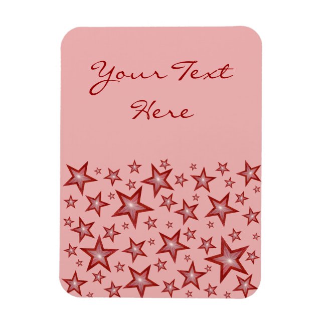 Red Stars 'Text' flexible magnet vertical pink (Vertical)