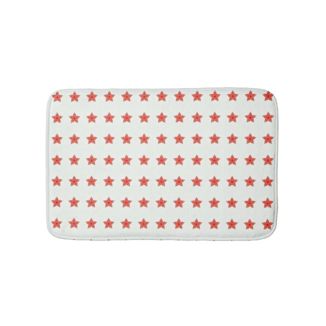 red stars white bath mat (Front)