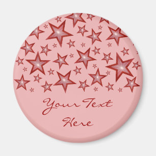 Red Stars 'Your Text' fridge magnet pink