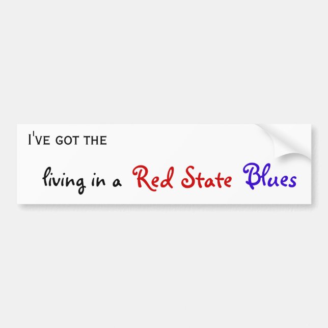 Red State blues bumper sticker - Customised (Front)