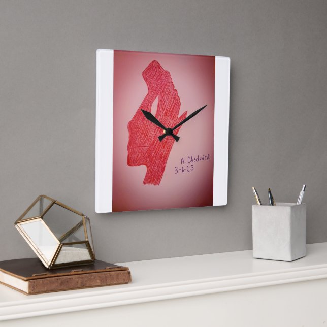Red Static Image Wall Clock (Office)