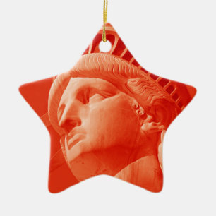 Red Statue of Liberty Ceramic Tree Decoration