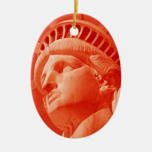 Red Statue of Liberty Ceramic Tree Decoration