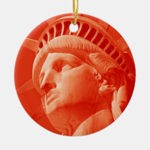 Red Statue of Liberty Ceramic Tree Decoration