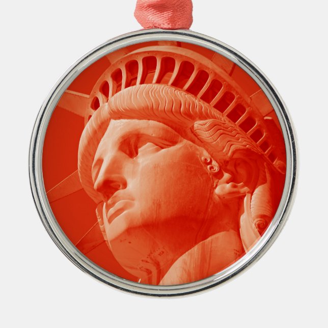 Red Statue of Liberty Metal Tree Decoration (Front)