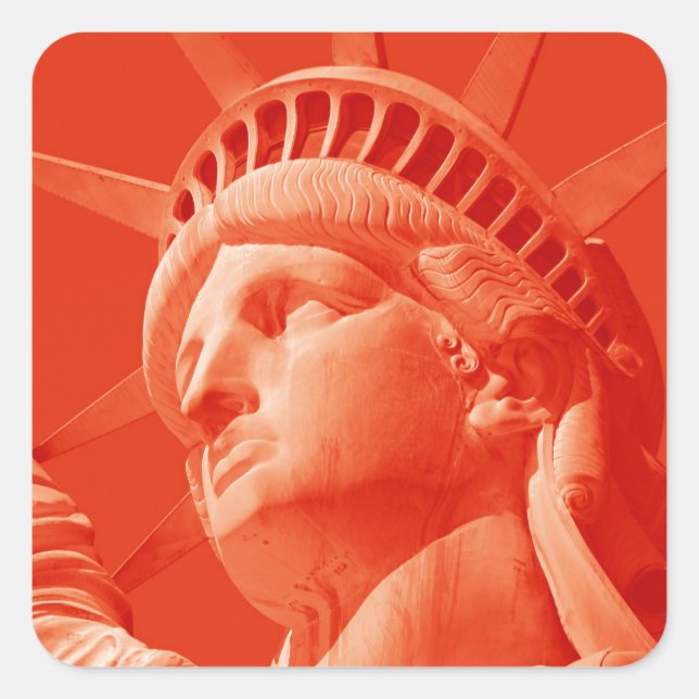Red Statue of Liberty Square Sticker (Front)