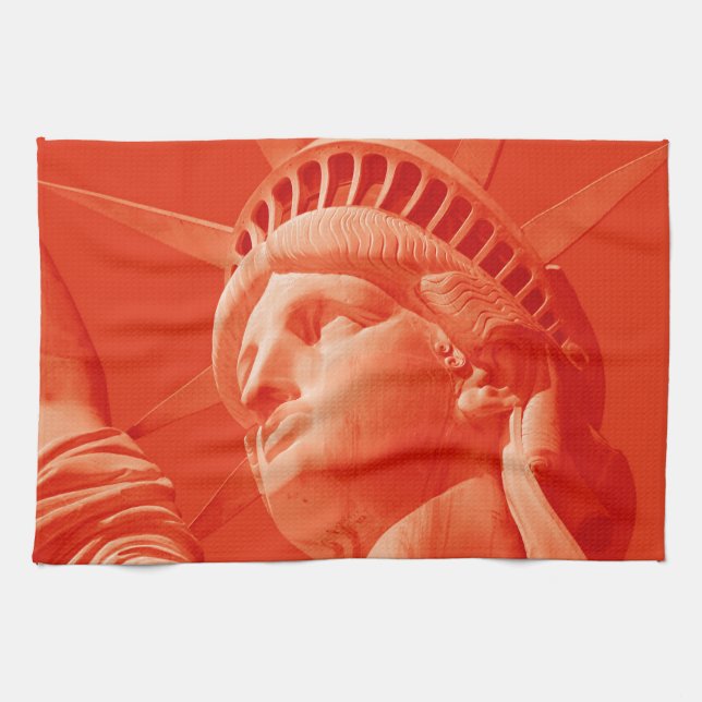 Red Statue of Liberty Tea Towel (Horizontal)